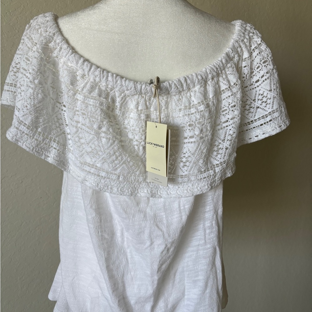 Lucky Brand White Ruffled Bib Collar Blouse - Picture 7 of 10
